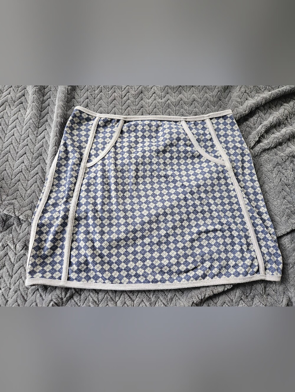 Kirious Blue and Cream Mini Skirt